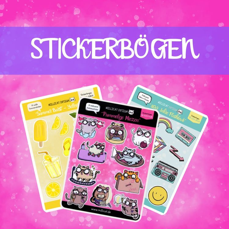 Jetzt Stickerbögen kaufen: Süße Sticker auf Bogen zum Basteln und kleben - Jeder Stickerbogen ein Handmade-Unikat!