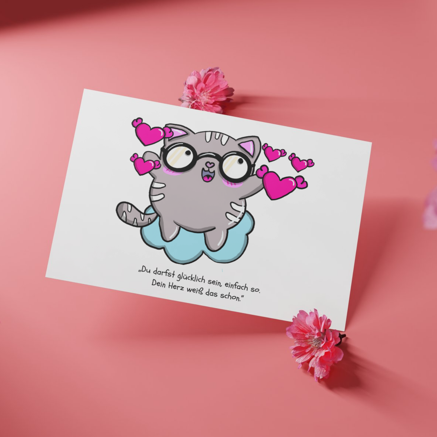 Postkarte „Mieze Hugo – Du darfst glücklich sein“