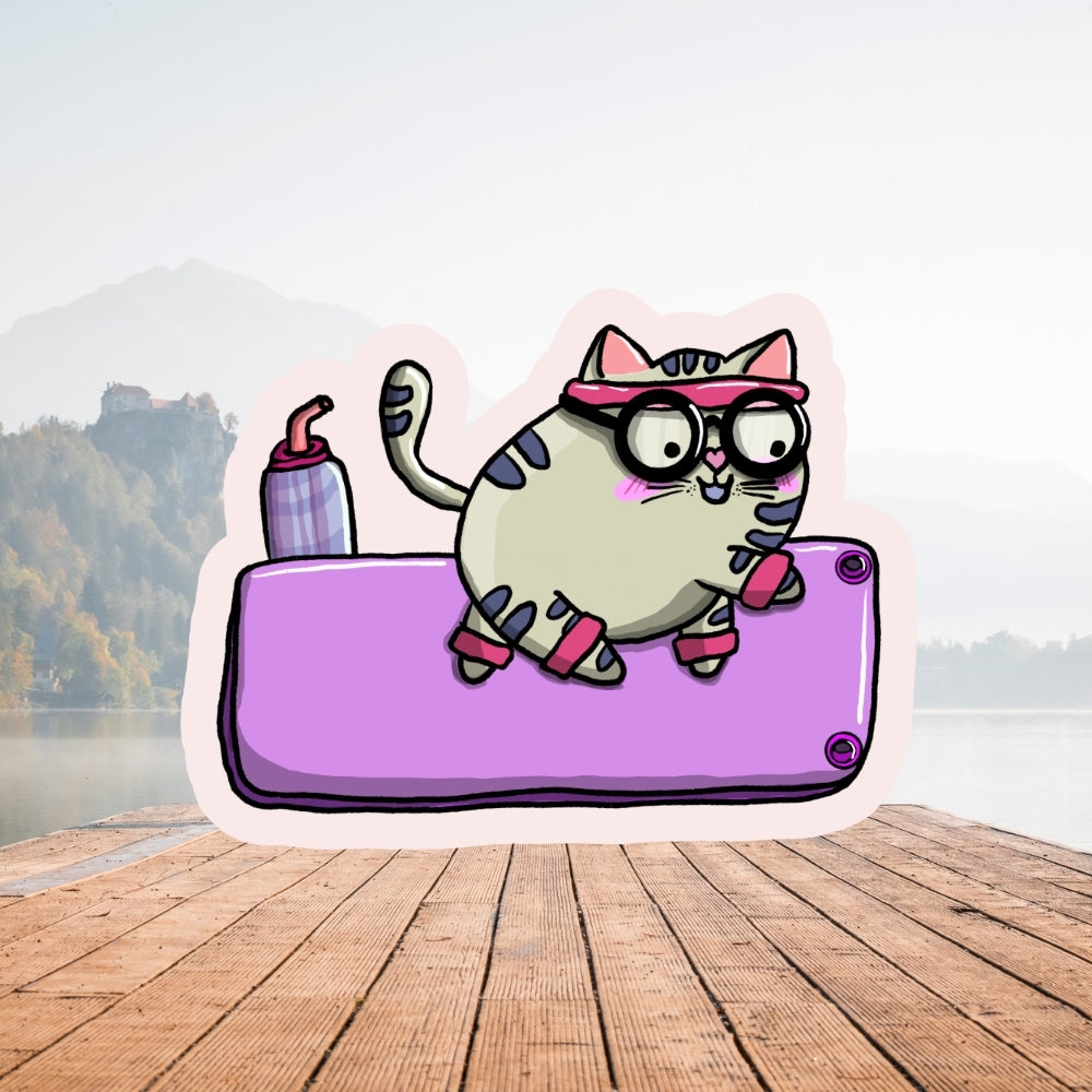 XL-Holo-Sticker "Mieze Käthe" - Ein süßer Yoga-Katzensticker