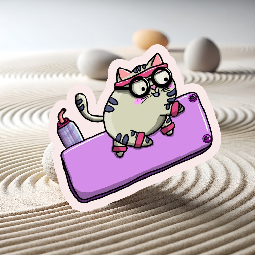 XL-Holo-Sticker "Mieze Käthe" - Ein süßer Yoga-Katzensticker