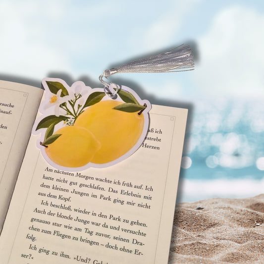 Lesezeichen mit Quaste "Zitronen"