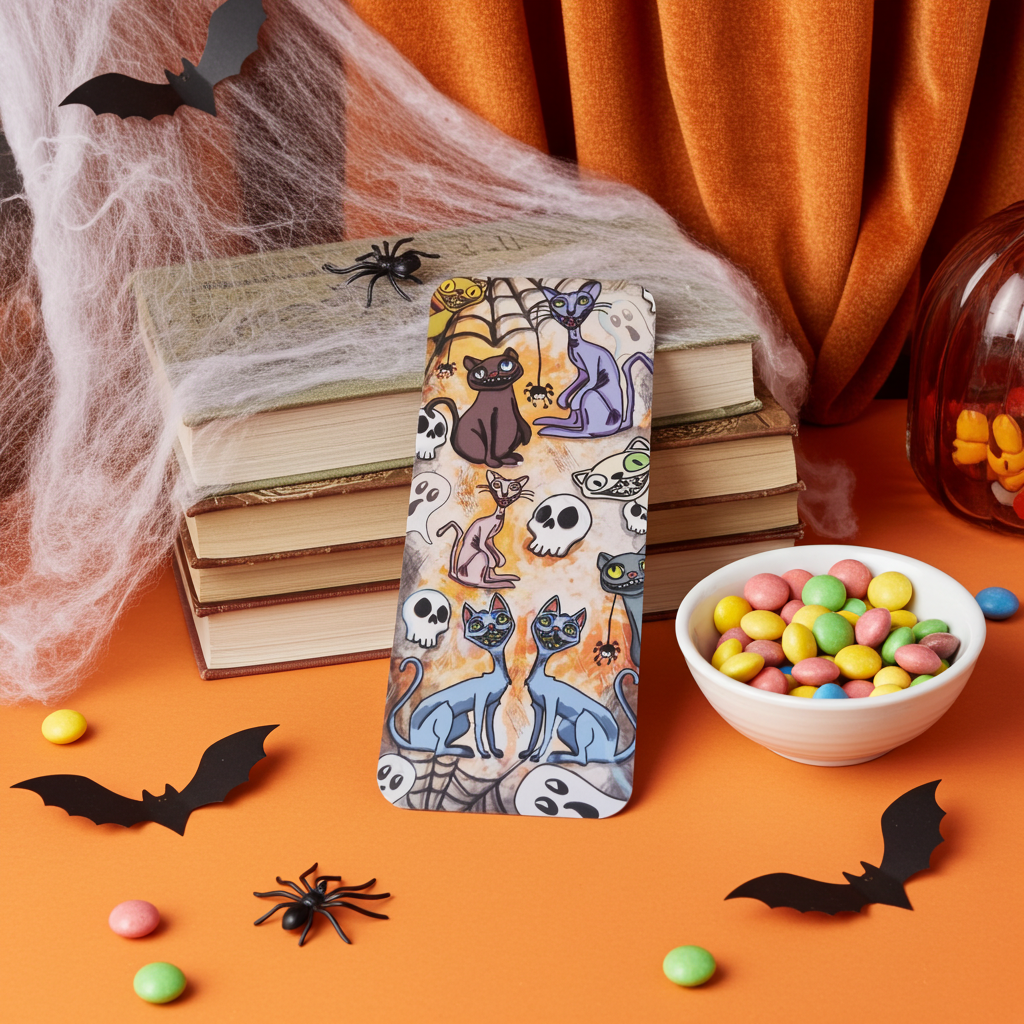 Halloween Lesezeichen Katzen