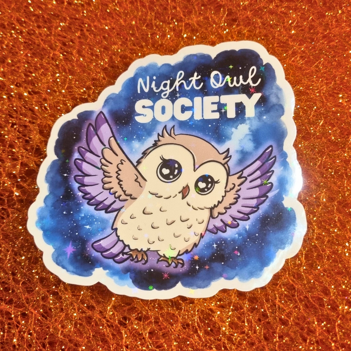 XL-Sticker "Night Owl Society" - Eulensticker mit Holo-Effekt