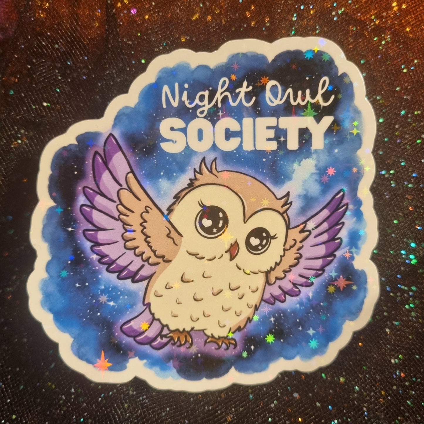 XL-Sticker "Night Owl Society" - Eulensticker mit Holo-Effekt