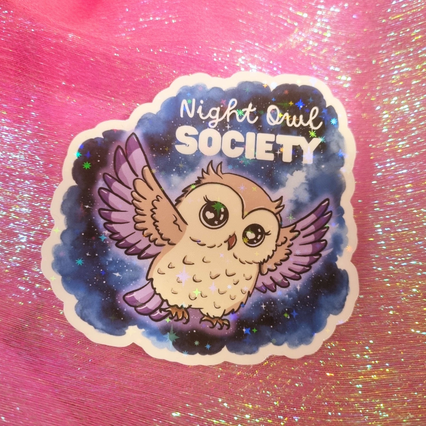XL-Sticker "Night Owl Society" - Eulensticker mit Holo-Effekt