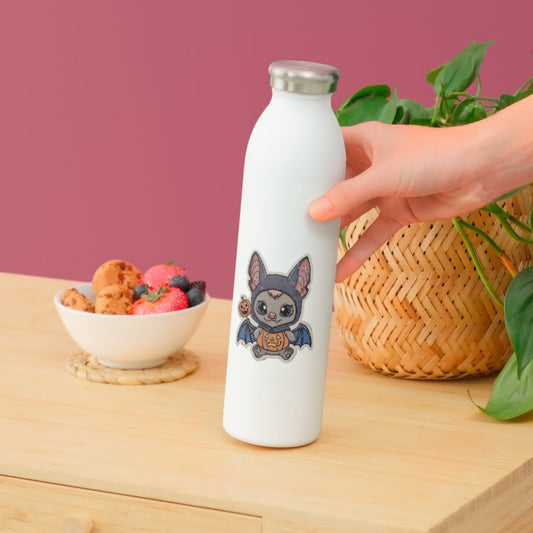 XL-Sticker "Fledermaus im Kürbiskostüm" - Halloween-Sticker aus Vinyl mit Holo-Effekt