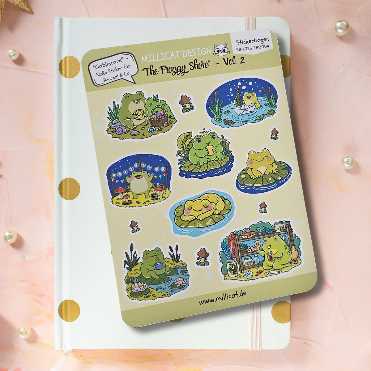 Frosch-Stickerbogen „Froggy Shore“ Vol 2