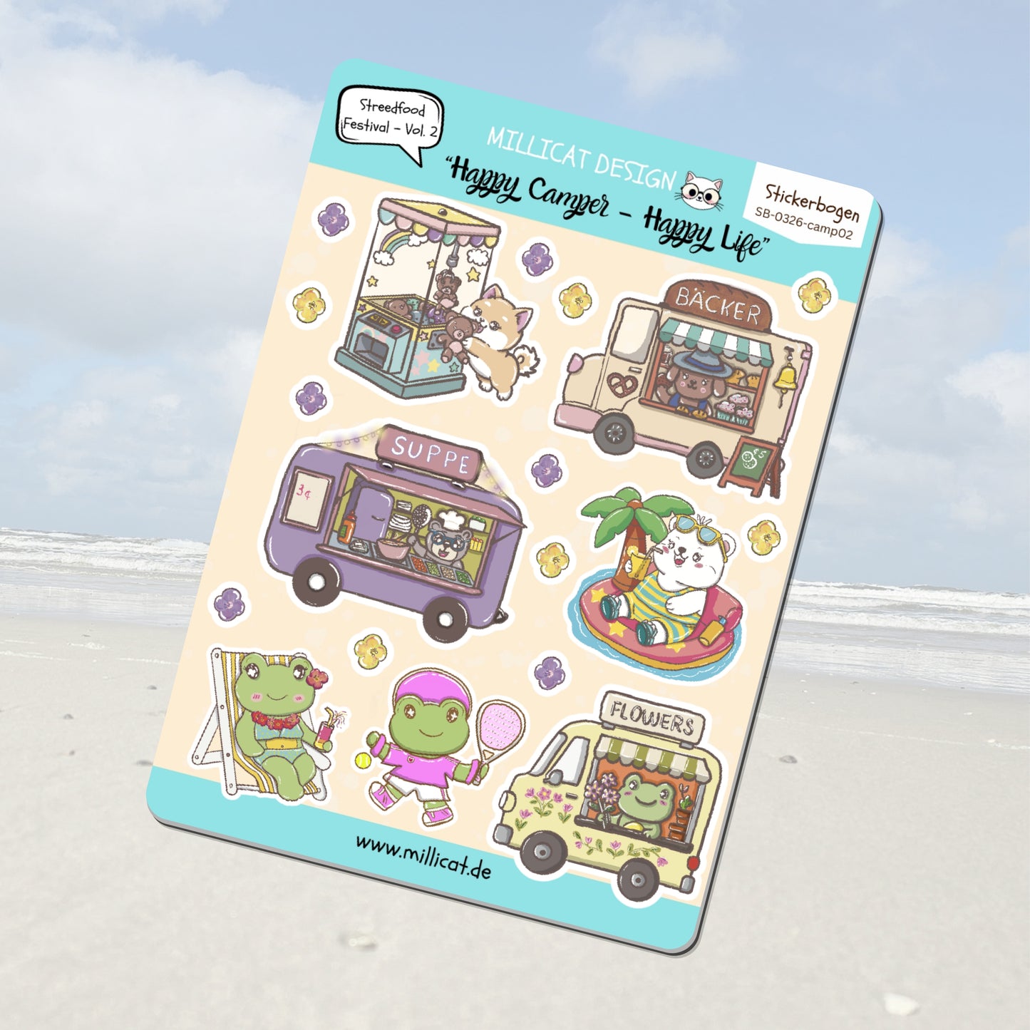 Stickerbogen Vol. 2 – „Streetfood-Festival“ der Happy Camper