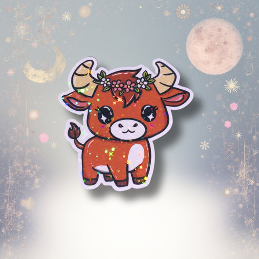 Sternzeichen-Sticker Stier „Enno“ – Vinylsticker mit Holoeffekt