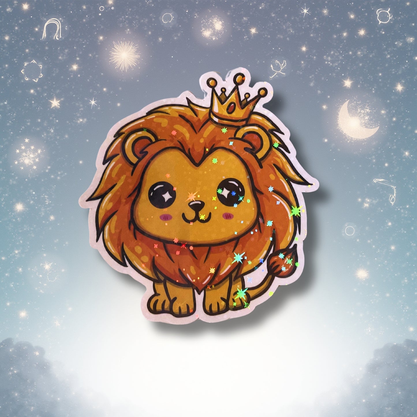 Sternzeichen-Sticker Löwe „Uwe“ – Vinylsticker mit Holoeffekt
