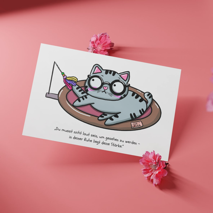Postkarte "Mieze Franz - In der Ruhe liegt Stärke"
