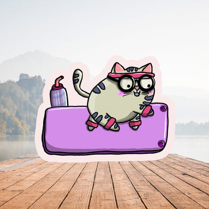 XL-Holo-Sticker "Mieze Käthe" - Ein süßer Yoga-Katzensticker