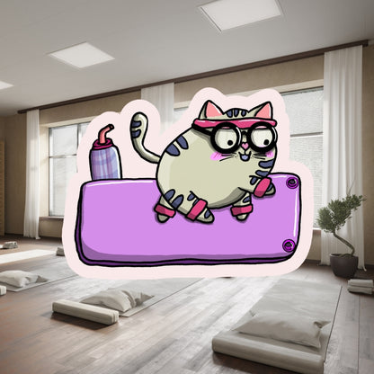 XL-Holo-Sticker "Mieze Käthe" - Ein süßer Yoga-Katzensticker