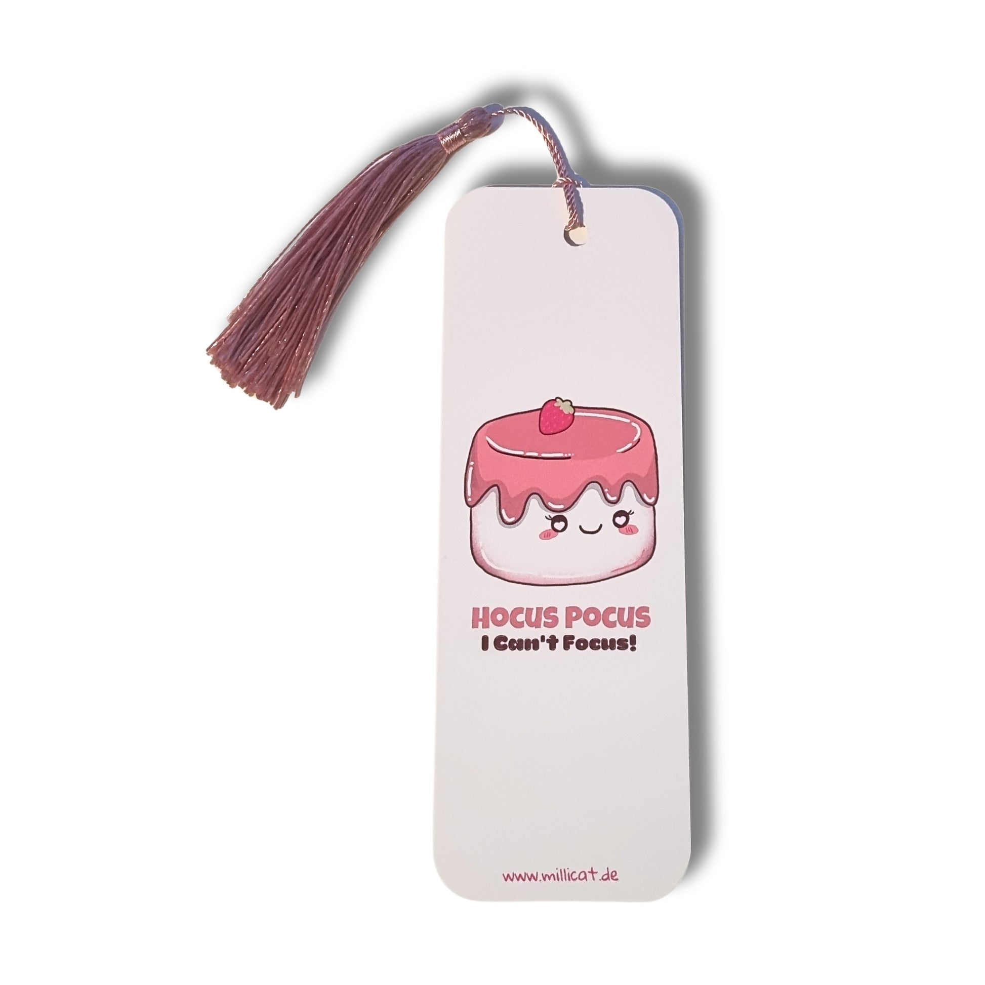 Handgefertigtes Lesezeichen mit Quaste - Motiv süßer Kawaii Marshmallow