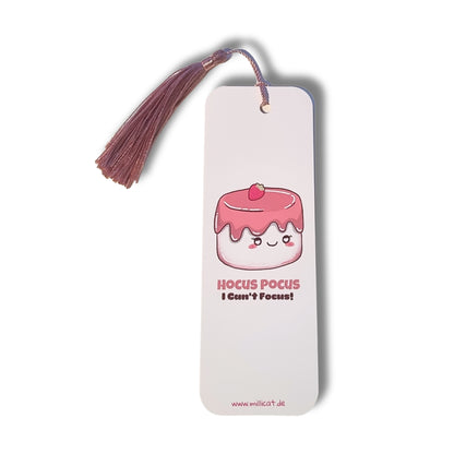 Handgefertigtes Lesezeichen mit Quaste - Motiv süßer Kawaii Marshmallow