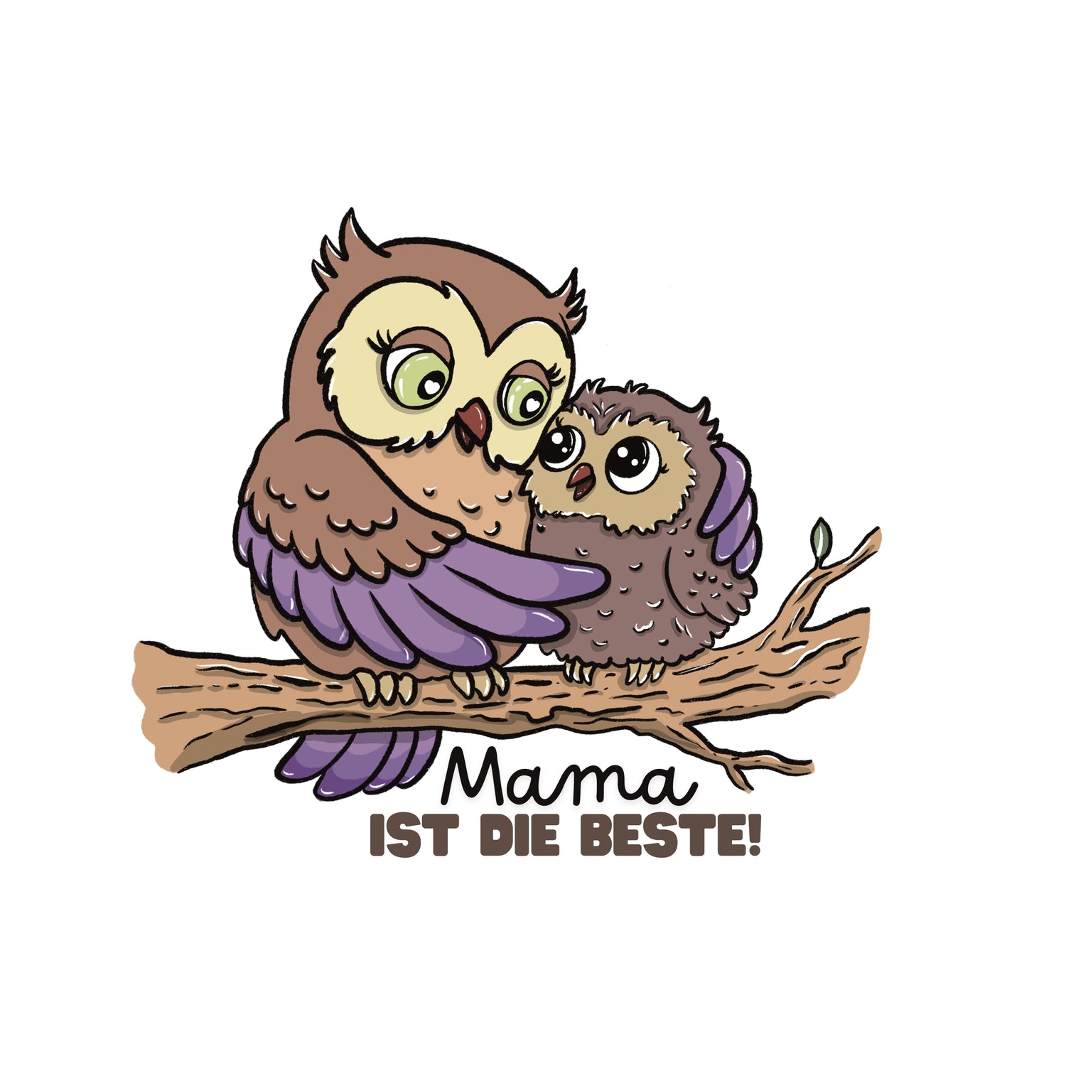 Motiv: Muttertagsticker Mama ist die beste, Eulensticker mit Mama und Baby-Eule, handmade von millicat.de