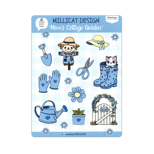 Stickerbogen "Mom´s Cottage Garden" - Blaue Edition