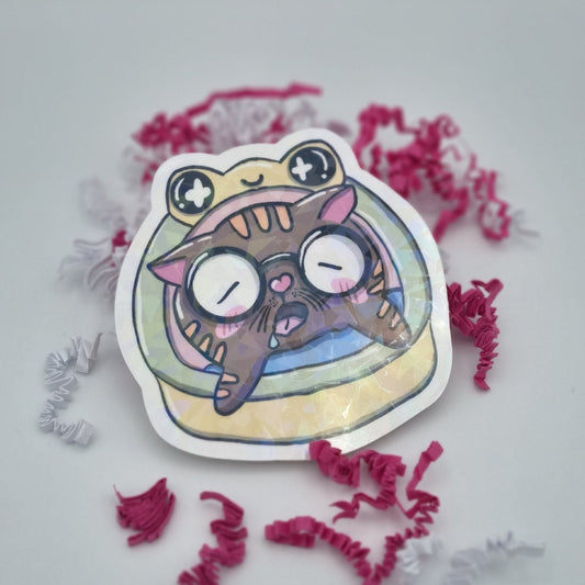 XL-Holo-Sticker "Mieze Ludwig" – Schlafen wie ein König