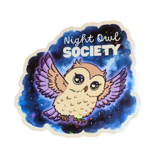 XL-Sticker "Night Owl Society" - Eulensticker mit Holo-Effekt
