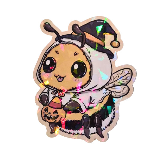 XL-Sticker "Kleine Hummel" - Halloween-Sticker aus Vinyl mit Holo-Effekt