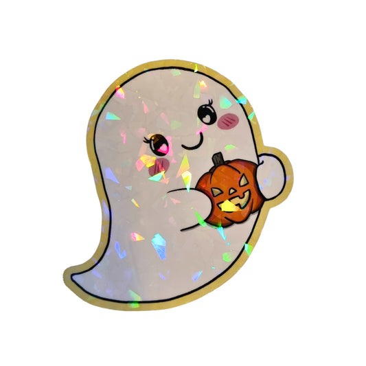 XL-Sticker "Kleiner Geist" - Halloween-Sticker aus Vinyl mit Holo-Effekt