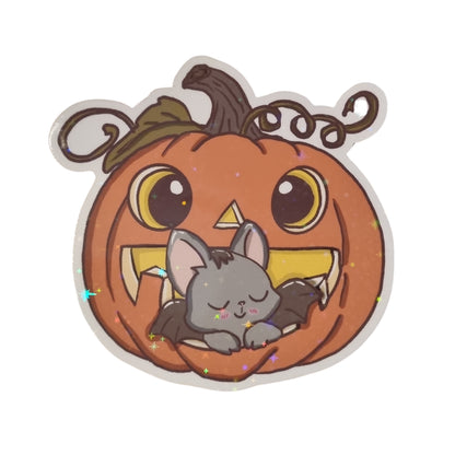 XL-Sticker "schlafende Fledermaus" - Halloween-Sticker aus Vinyl mit Holo-Effekt