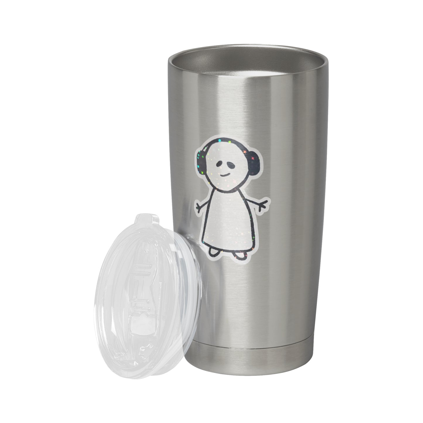 Becher mit handgezeichnet Strichmännchen Sticker, lächelt, wasserabweisend. Jetzt im Shop auf millicat.de