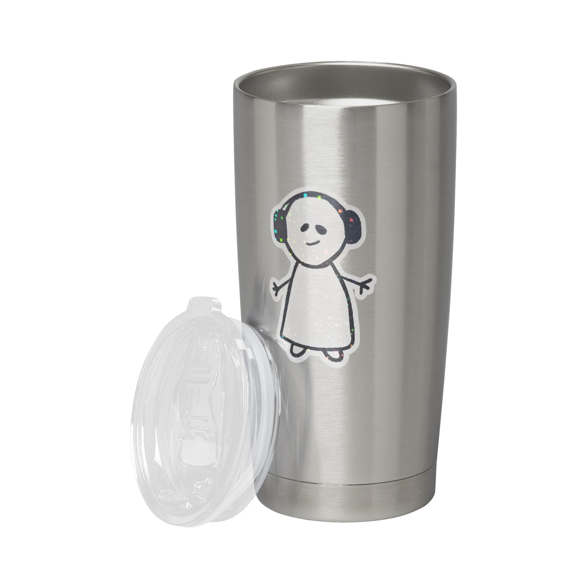 Becher mit handgezeichnet Strichmännchen Sticker, lächelt, wasserabweisend. Jetzt im Shop auf millicat.de