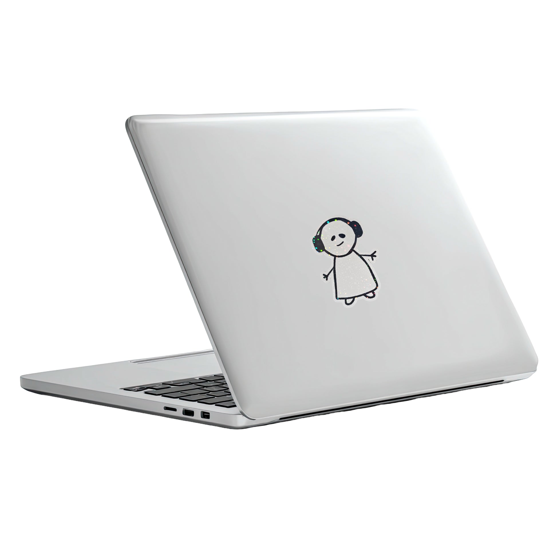 Laptop-Sticker mit Struchmännchen und lachendem Gesicht - handgezeichnet von millicat.de
