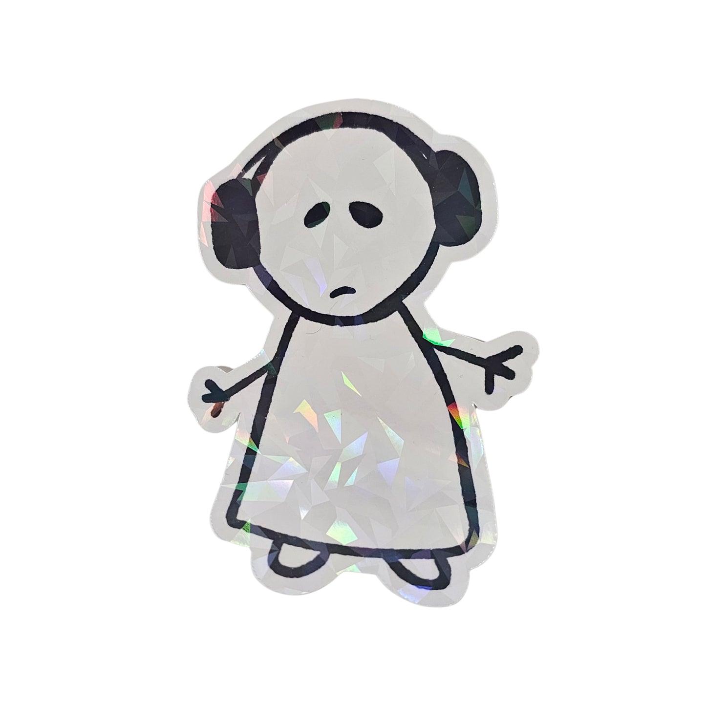Vinyl Sticker mit Splitter-Holo-Effekt mit Strichmännchen Motiv, traurig. Neurospicy Kollektion jetzt auf millicat.de