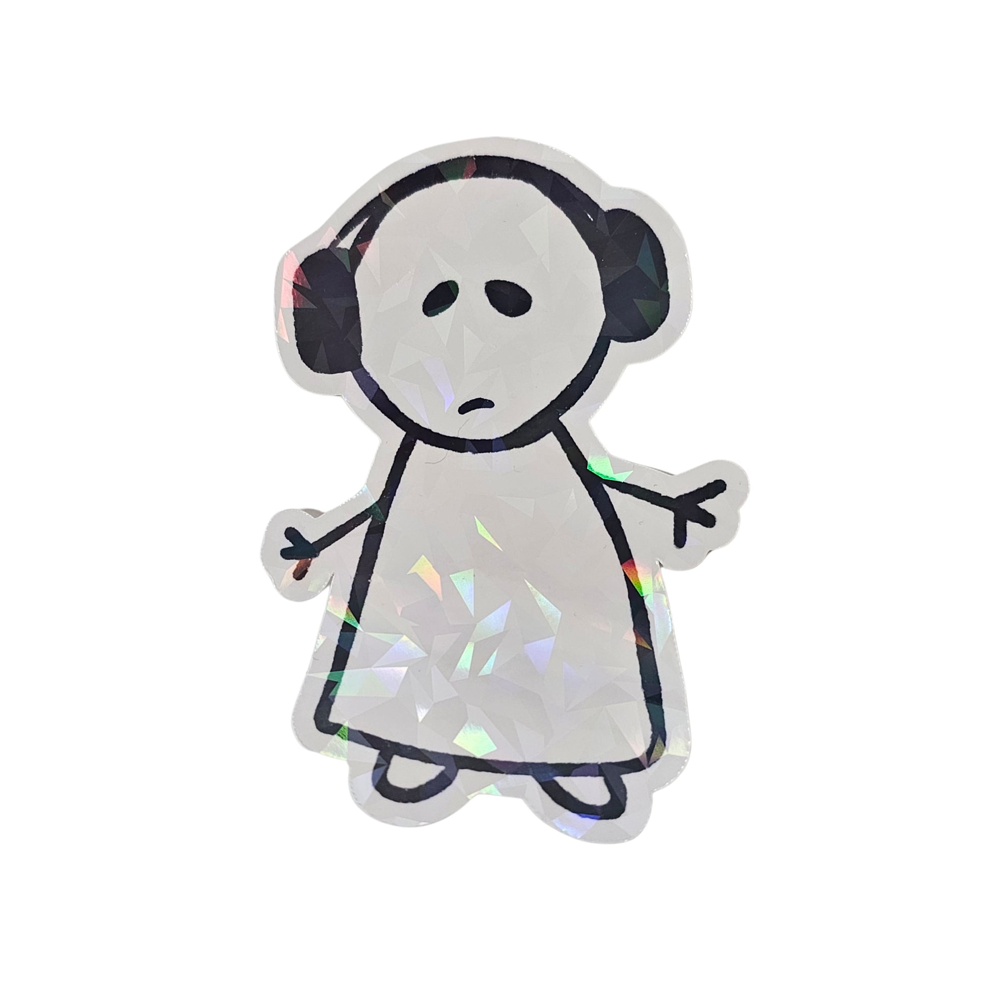 Vinyl Sticker mit Splitter-Holo-Effekt mit Strichmännchen Motiv, traurig. Neurospicy Kollektion jetzt auf millicat.de