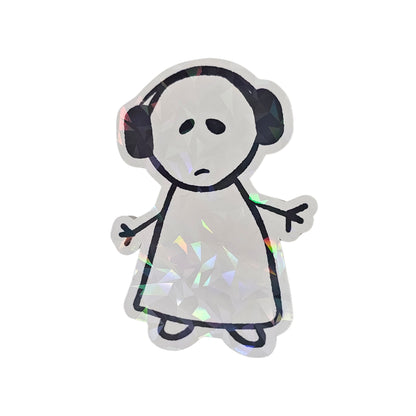 Vinyl Sticker mit Splitter-Holo-Effekt mit Strichmännchen Motiv, traurig. Neurospicy Kollektion jetzt auf millicat.de