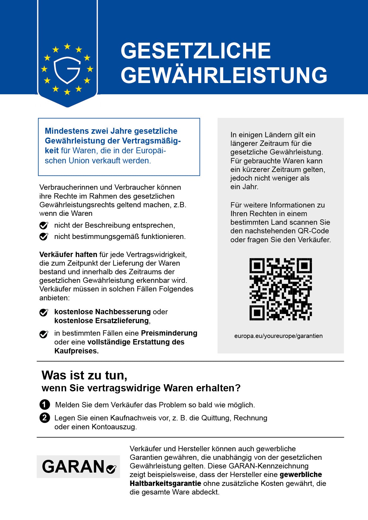 Gesetzliche Gewährleistung EU