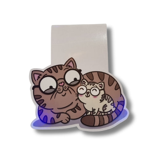Magnetisches Lesezeichen | Katzen-Mama mit Baby