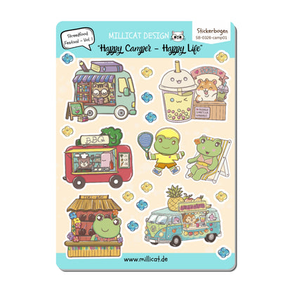 Stickerbogen Vol. 1 – „Streetfood-Festival“ der Happy Camper