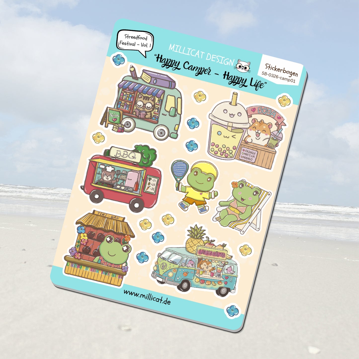 Stickerbogen Vol. 1 – „Streetfood-Festival“ der Happy Camper