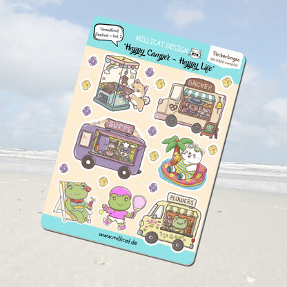 Stickerbogen Vol. 2 – „Streetfood-Festival“ der Happy Camper