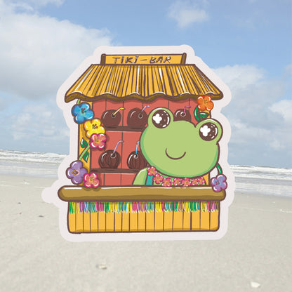 XL-Sticker „Frosch Zillo an der Tiki-Bar“