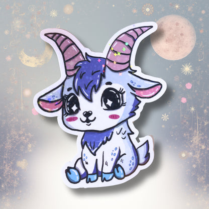Sternzeichen-Sticker Steinbock „Herrmann“ – Vinylsticker mit Holoeffekt