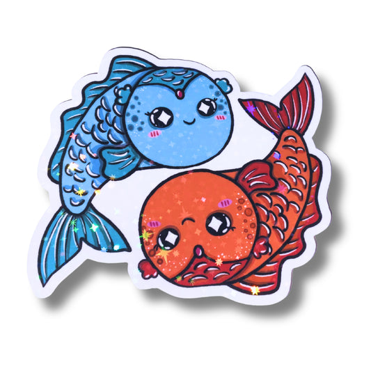 Großer Sternzeichen Sticker Fische als harmonisches Yin und Yang Duo Levke & Momme aus der Zodiac Cuties Kollektion von Millicat Design.